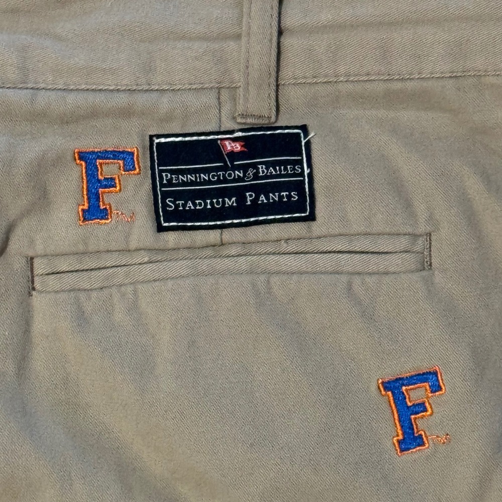 Pennington & Bailes Florida Gators Embroidered Khaki Chino Shorts Mens 38 Tan - Picture 4 of 8
